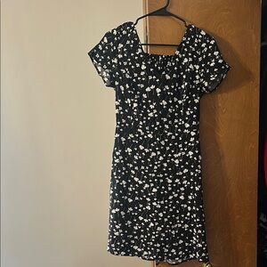 Floral Black and White Dress